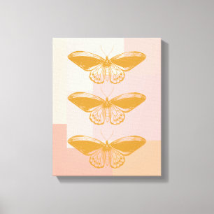 Butterfly Nature Illustration in Pink Cute Canvas Print