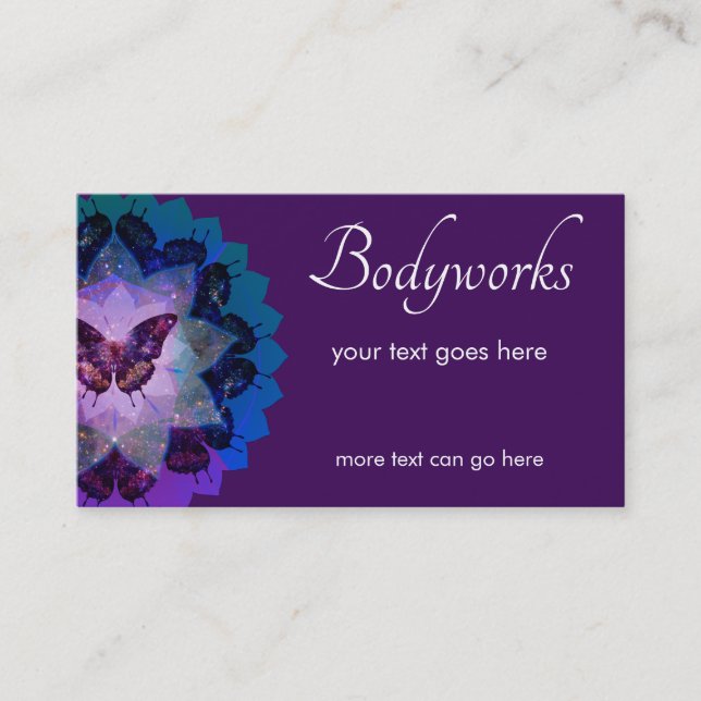 Butterfly Nebula Mandala | Purple Business Card (Front)