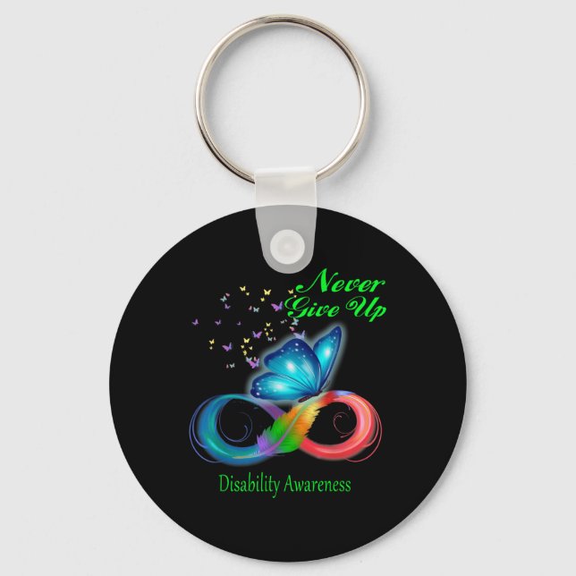 Butterfly Never Give Up Disability Awareness _1  Key Ring (Front)