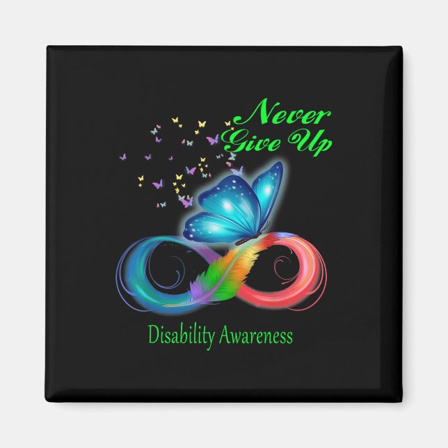 Butterfly Never Give Up Disability Awareness _1  Magnet (Front)