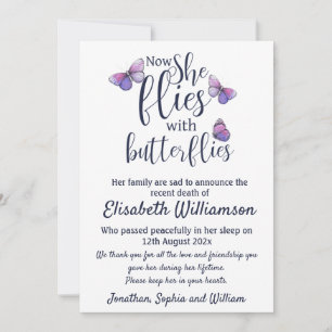 Butterfly Notice of Death Funeral  Announcement