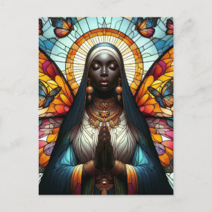 Butterfly Nun Stained Glass Postcard
