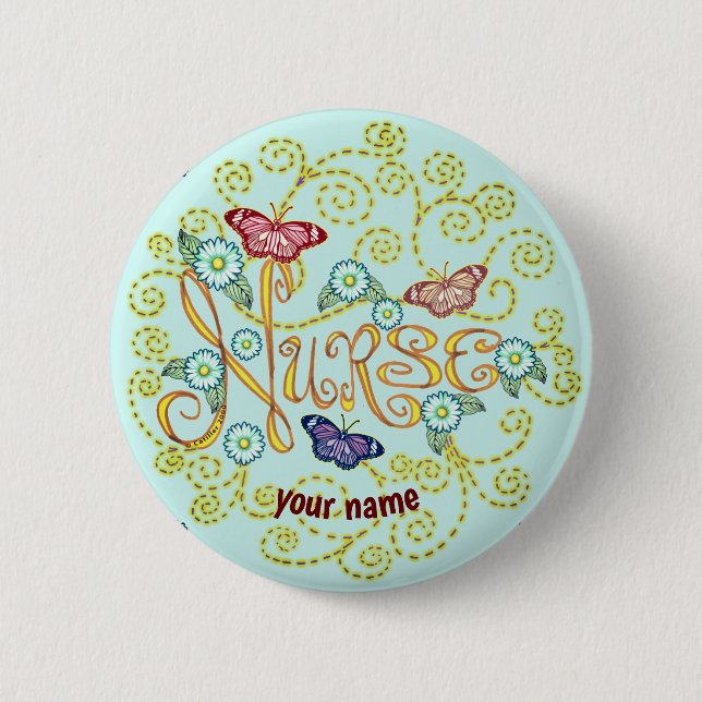 Butterfly Nurse  6 Cm Round Badge (Front)
