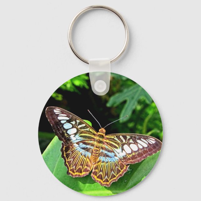 Butterfly on a Leaf Key Ring (Front)