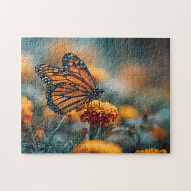 Butterfly on a Marigold Jigsaw Puzzle (Horizontal)
