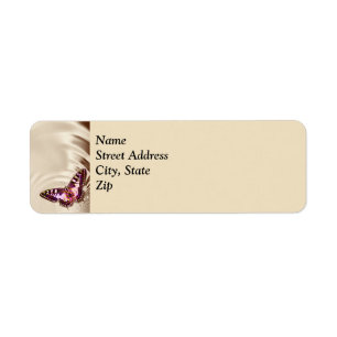 Butterfly on a satin background return address label