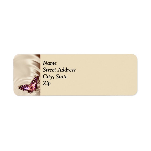 Butterfly on a satin background return address label (Front)