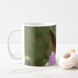 Butterfly on a thistle coffee mug