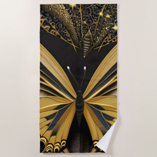 Butterfly on Black Beach Towel