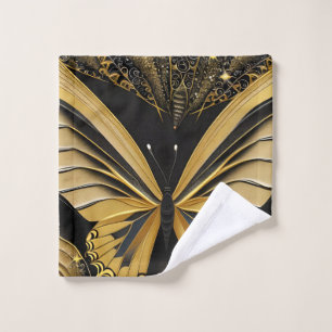 Butterfly on Black Wash Cloth