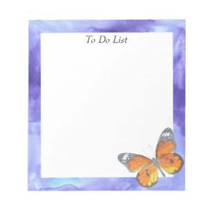 Butterfly on Blue Watercolor Notepad