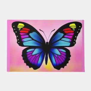 Butterfly on bright background cute fun summer doormat