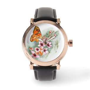 Butterfly on cherry blossoms watch