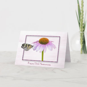 Butterfly on Cone Flower 72nd Anniversary Card