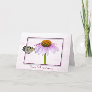 Butterfly on Cone Flower 74th Anniversary Card