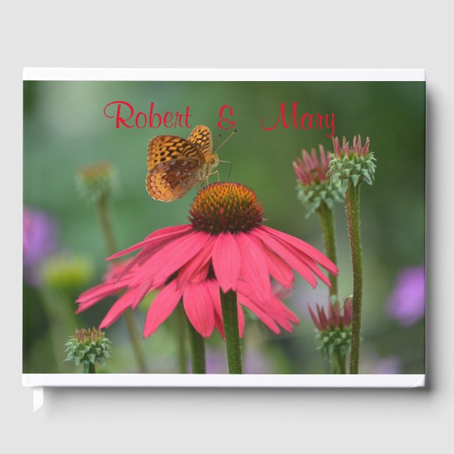 Butterfly On Cone Flower Guest Book (Front)
