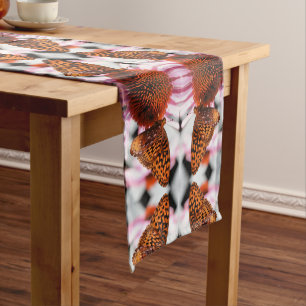 Butterfly On Coneflower Abstract Pattern  Short Table Runner