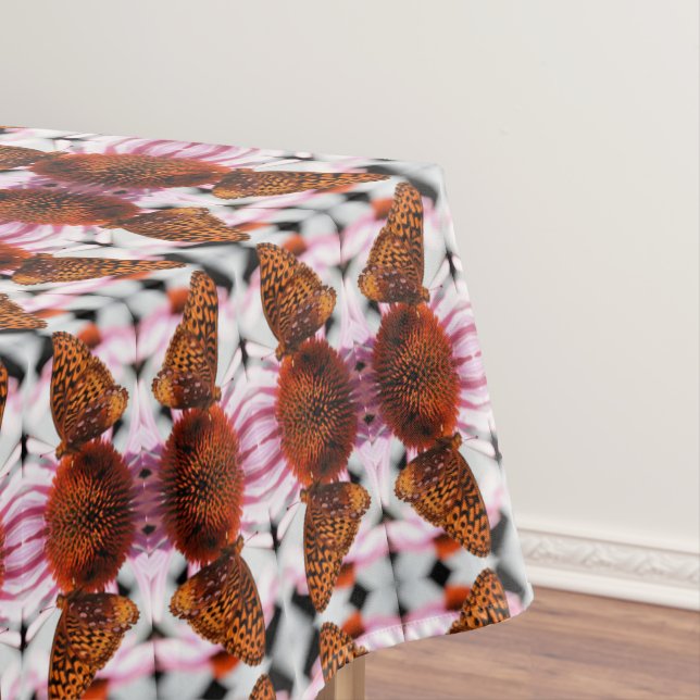 Butterfly On Coneflower Abstract Pattern Tablecloth (In Situ)