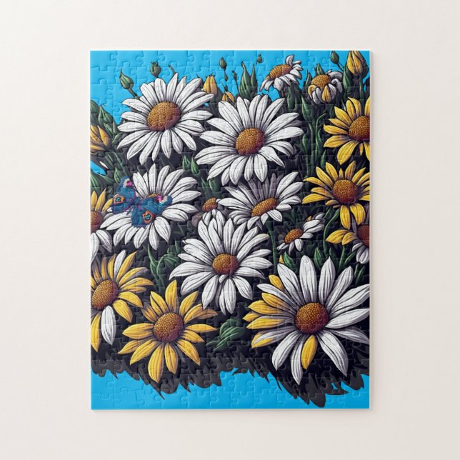 Butterfly on Daisies - Puzzle (Vertical)