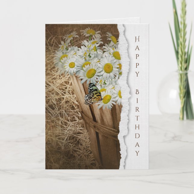 butterfly on daisy basket card (Front)