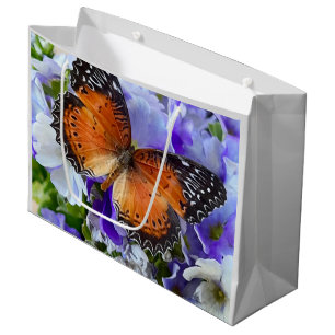 Butterfly on fairy primroses large gift bag