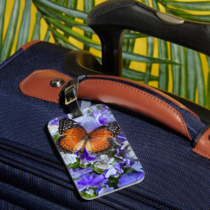Butterfly on fairy primroses luggage tag