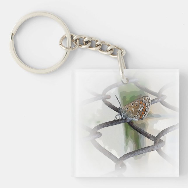 butterfly on fence key ring (Front)