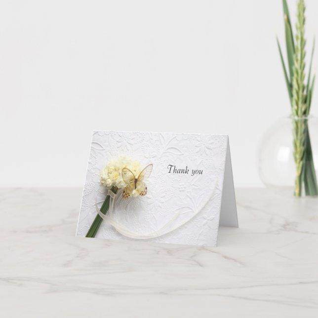 Butterfly on flower bouquet thank you card (Front)