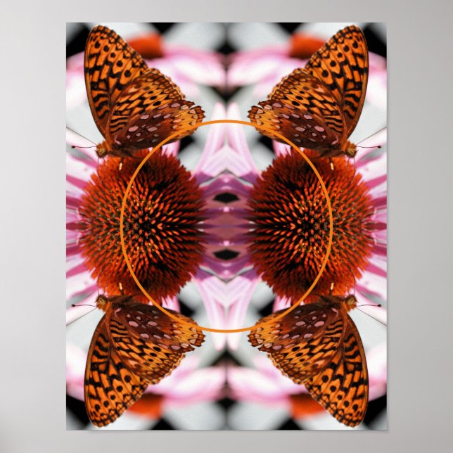 Butterfly On Flower Frame Create Your Own Photo Poster (Front)