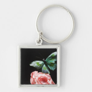 Butterfly on flower key ring