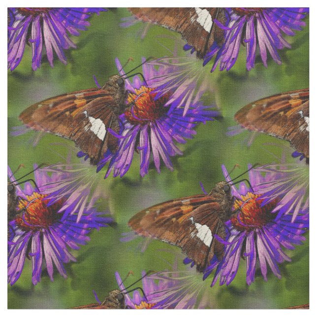 Butterfly On Flower Nature Art  Fabric (Close Up)