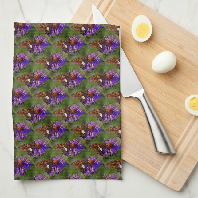 Butterfly On Flower Nature Art Pattern     Tea Towel (Quarter Fold)