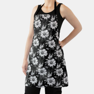 Butterfly On Flower Pattern Design - Black Apron