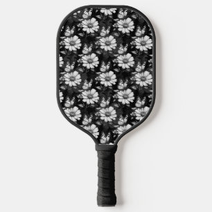 Butterfly On Flower Pattern Design - Black Pickleball Paddle