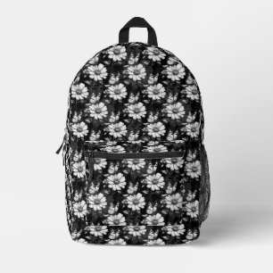 Butterfly On Flower Pattern Design - Black Printed Backpack