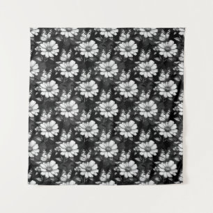 Butterfly On Flower Pattern Design - Black Tapestry