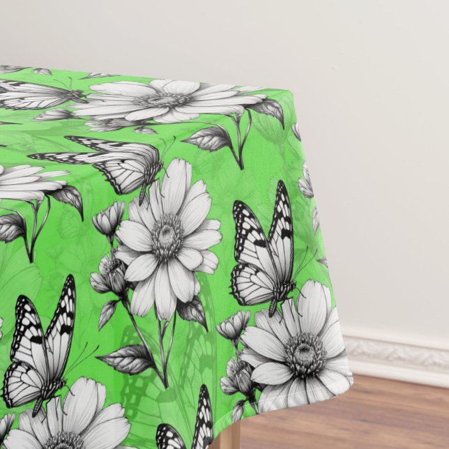 Butterfly On Flower Pattern Green Design   Tablecloth (Creator Uploaded)