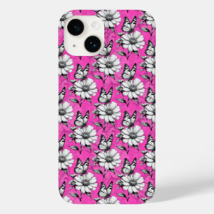 Butterfly On Flower Pattern Pink Design Case-Mate iPhone 14 Case