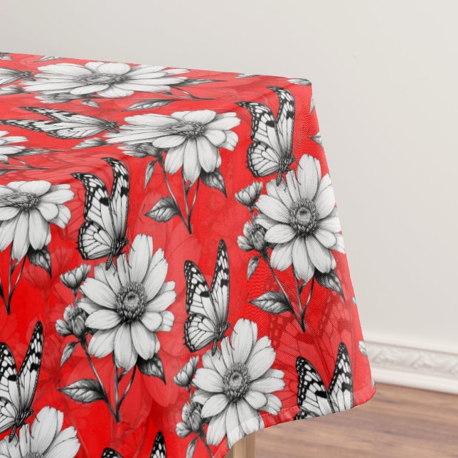 Butterfly On Flower Pattern Red Design   Tablecloth (Creator Uploaded)