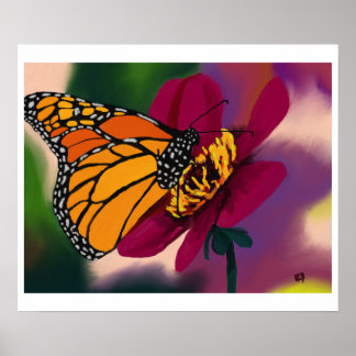 Butterfly on Flower Poster