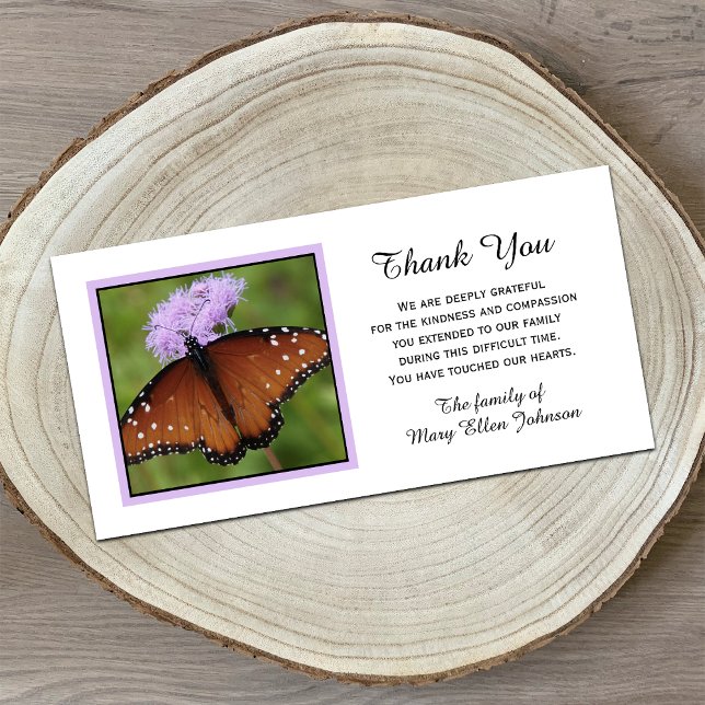 Butterfly on Flower Sympathy Thank You Card (Creator Uploaded)