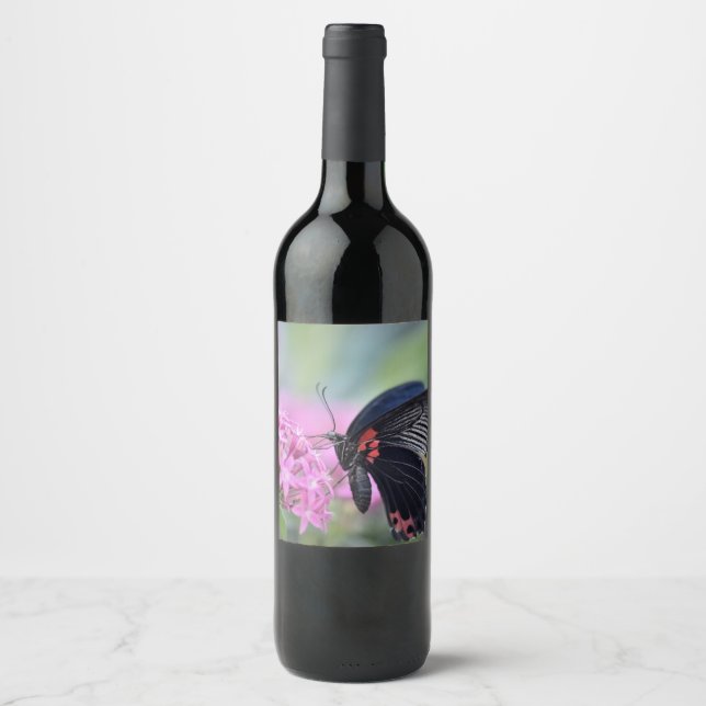 Butterfly on flower wine label (Front)
