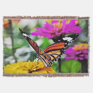 Butterfly on Flowers #2 Throw Blanket