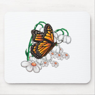 Butterfly on flowers mouse pad