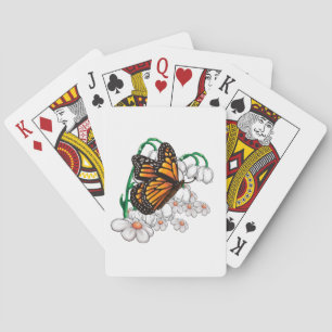 Butterfly on flowers playing cards