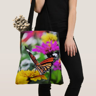 Butterfly on Flowers Tote Bag