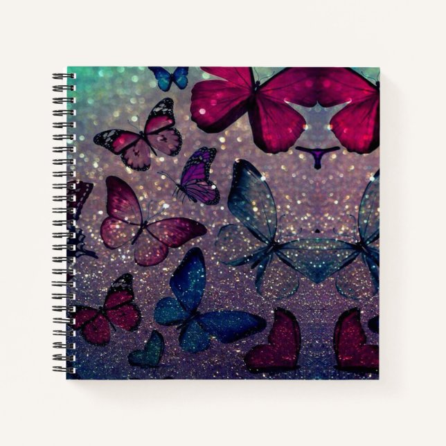 Butterfly on Glitter Notebook (Front)