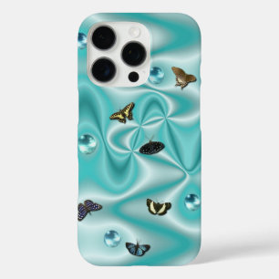 Butterfly on Green Silk with Pearls iPhone 16 Pro Case