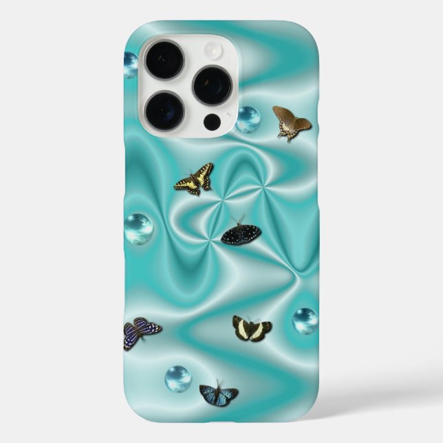 Butterfly on Green Silk with Pearls Case-Mate iPhone Case (Back)