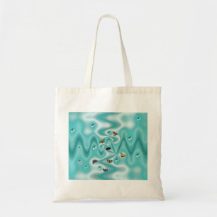 Butterfly on green Silk with Pearls Tote Bag